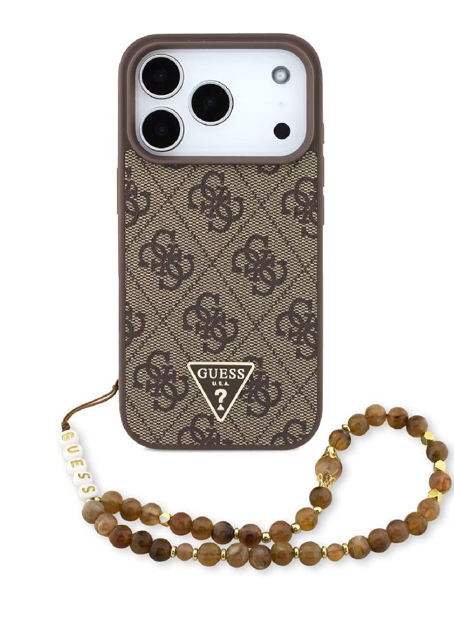 Guess MagSafe 4G PU Leather Case with Small 4G Logo & Wrist Strap for iPhone 17 Pro Max - Brown - Image 1